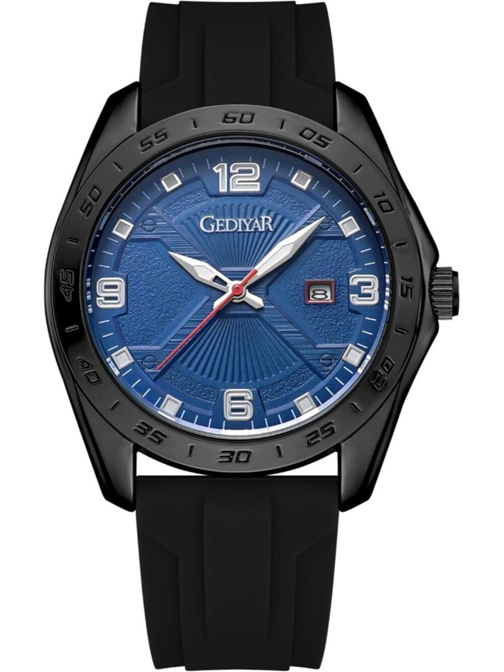 Men's Black And Blue Analog Quartz Stylish Waterproof Silicone Band Wrist Watch